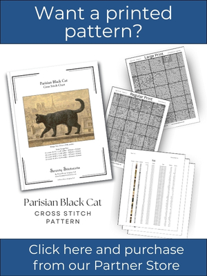 Parisian Black Cat Cross Stitch Pattern