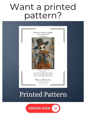 Phantom Skeleton Fiddler Cross Stitch Pattern - Printed
