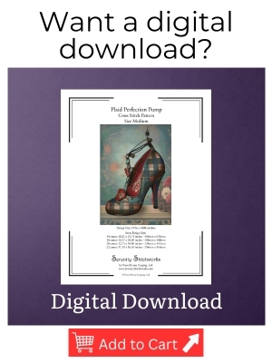 Plaid Perfection Pump Cross Stitch Pattern - Digital Download
