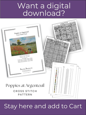 Poppies at Argenteuil Cross Stitch Pattern &ndash; Claude Monet