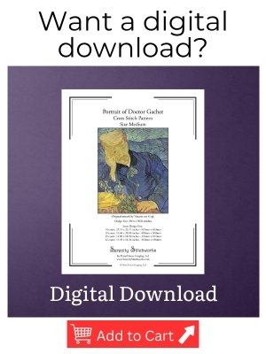 Portrait of Doctor Gachet Cross Stitch Pattern - Vincent van Gogh - Digital Download