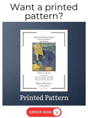 Portrait of Doctor Gachet Cross Stitch Pattern - Vincent van Gogh - Printed Pattern