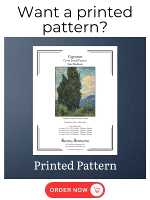Cypresses Cross Stitch Pattern by Vincent van Gogh - Printed Pattern