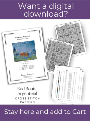 Red Boats, Argenteuil Cross Stitch Pattern – Claude Monet