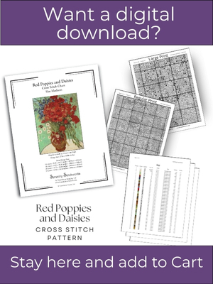 Red Poppies and Daisies Cross Stitch Pattern - Vincent van Gogh