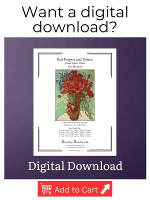 Red Poppies and Daisies Cross Stitch Pattern - Vincent van Gogh - Digital Download