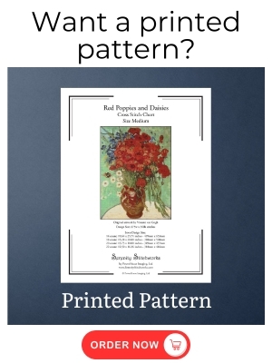 Red Poppies and Daisies Cross Stitch Pattern - Vincent van Gogh - Printed Pattern