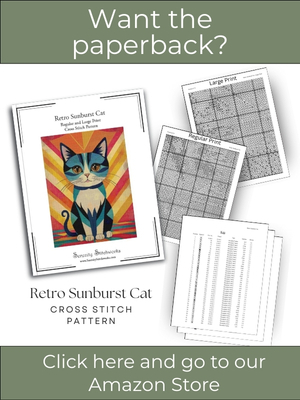 Retro Sunburst Cat Cross Stitch Pattern