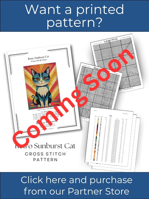 Retro Sunburst Cat Cross Stitch Pattern