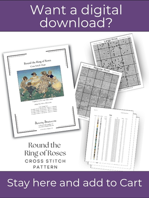 Round the Ring of Roses Cross Stitch Pattern - Jessie Willcox Smith