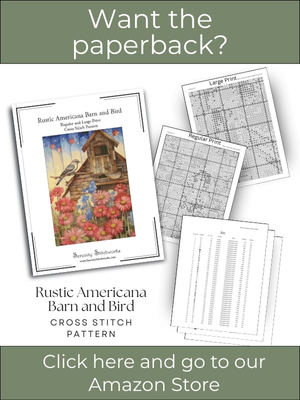 Rustic Americana Barn and Bird Cross Stitch Pattern
