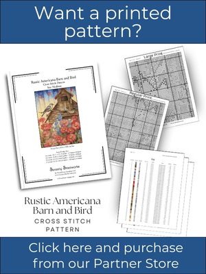 Rustic Americana Barn and Bird Cross Stitch Pattern