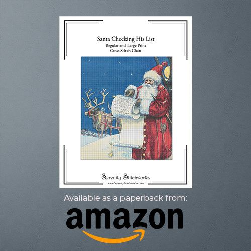 Santa Checking His List Cross Stitch Pattern