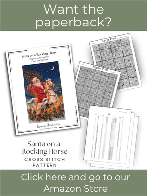 Santa on a Rocking Horse Cross Stitch Pattern