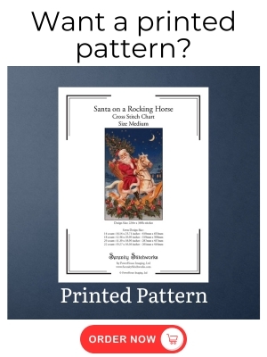 Santa on a Rocking Horse Cross Stitch Pattern - Printed Pattern