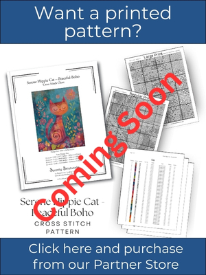 Serene Hippie Cat &ndash; Peaceful Boho Cross Stitch Pattern