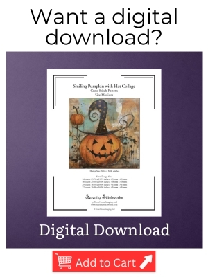 Smiling Pumpkin with Hat Collage Cross Stitch Pattern - Digital Download