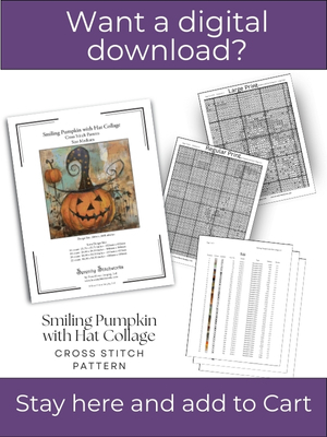 Smiling Pumpkin with Hat Collage Cross Stitch Pattern