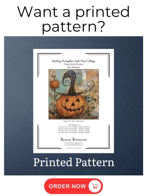 Smiling Pumpkin with Hat Collage Cross Stitch Pattern - Printed Pattern