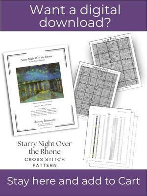 Starry Night Over the Rhone Cross Stitch Pattern &ndash; Vincent van Gogh