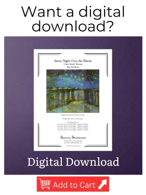 Starry Night Over the Rhone Cross Stitch Pattern - Vincent van Gogh - Digital Download