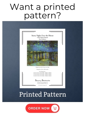 Starry Night Over the Rhone Cross Stitch Pattern - Vincent van Gogh - Printed Pattern