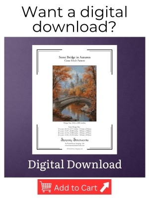 Stone Bridge in Autumn Cross Stitch Pattern