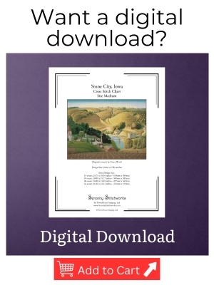 Stone City, Iowa Cross Stitch Pattern – Grant Wood