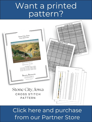 Stone City, Iowa Cross Stitch Pattern &ndash; Grant Wood