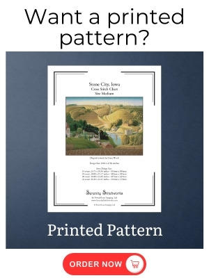 Stone City, Iowa Cross Stitch Pattern – Grant Wood