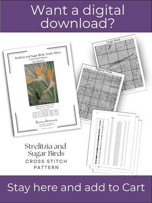 Strelitzia and Sugar Birds, South Africa Cross Stitch Pattern – Marianne North