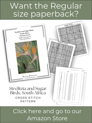 Strelitzia and Sugar Birds, South Africa Cross Stitch Pattern &ndash; Marianne North