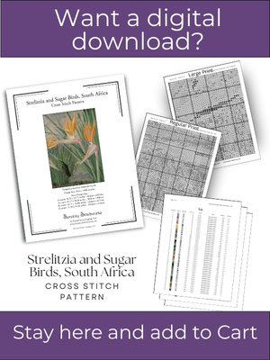 Strelitzia and Sugar Birds, South Africa Cross Stitch Pattern &ndash; Marianne North