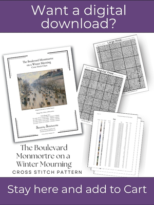 The Boulevard Montmartre on a Winter Morning Cross Stitch Pattern &ndash; Camille Pissarro