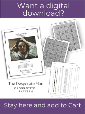 The Desperate Man Cross Stitch Pattern - Gustave Courbet