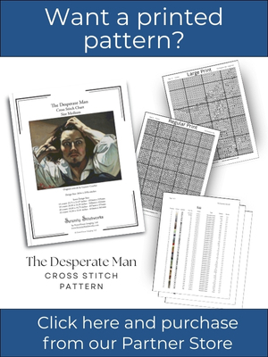 The Desperate Man Cross Stitch Pattern - Gustave Courbet