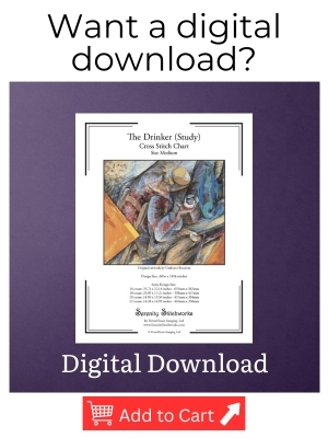 The Drinker (Study) Cross Stitch Pattern - Umberto Boccioni - Digital Download