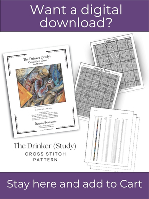 The Drinker (Study) Cross Stitch Pattern - Umberto Boccioni