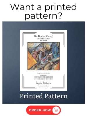 The Drinker (Study) Cross Stitch Pattern - Umberto Boccioni - Printed Pattern