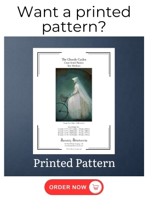 The Ghostly Cyclist Cross Stitch Pattern - Printed Pattern