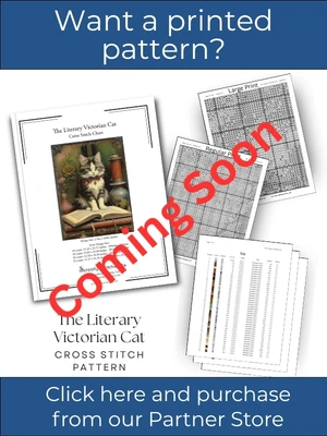 The Literary Victorian Cat Cross Stitch Pattern
