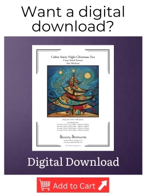 Cubist Starry Night Christmas Tree Cross Stitch Pattern 