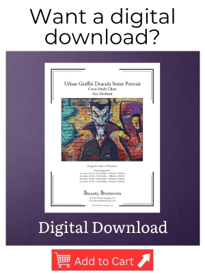 Urban Graffiti Dracula Street Portrait Cross Stitch Pattern - Digital Download