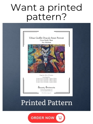 Urban Graffiti Dracula Street Portrait Cross Stitch Pattern - Printed Pattern