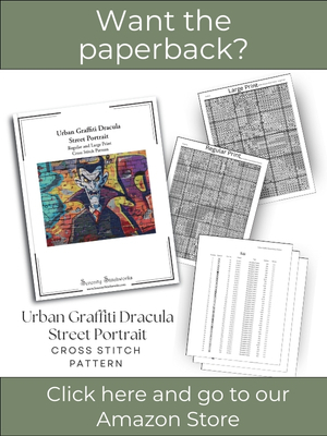 Urban Graffiti Dracula Street Portrait Cross Stitch Pattern