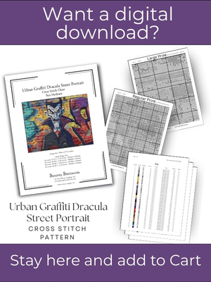 Urban Graffiti Dracula Street Portrait Cross Stitch Pattern