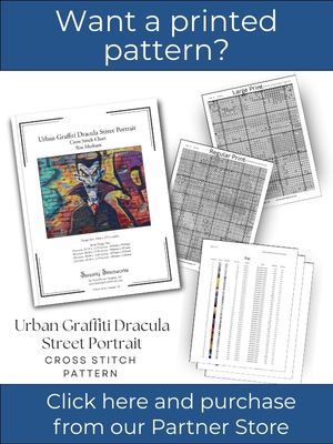 Urban Graffiti Dracula Street Portrait Cross Stitch Pattern