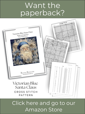 Victorian Blue Santa Claus Cross Stitch Pattern