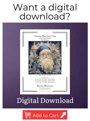 Victorian Blue Santa Claus Cross Stitch Pattern - Digital Download