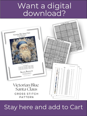 Victorian Blue Santa Claus Cross Stitch Pattern